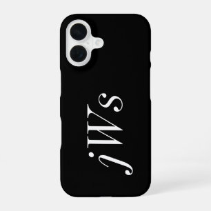 Coque iPhone 16 Monogramme de nom noir et blanc moderne