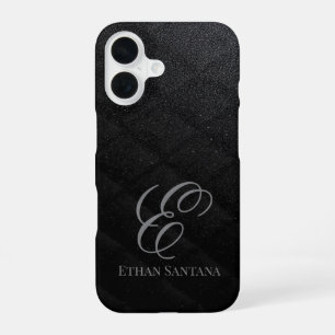 Coque iPhone 16 Monogramme de Parties scintillant noire