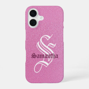 Coque iPhone 16 Monogramme de Parties scintillant rose personnalis