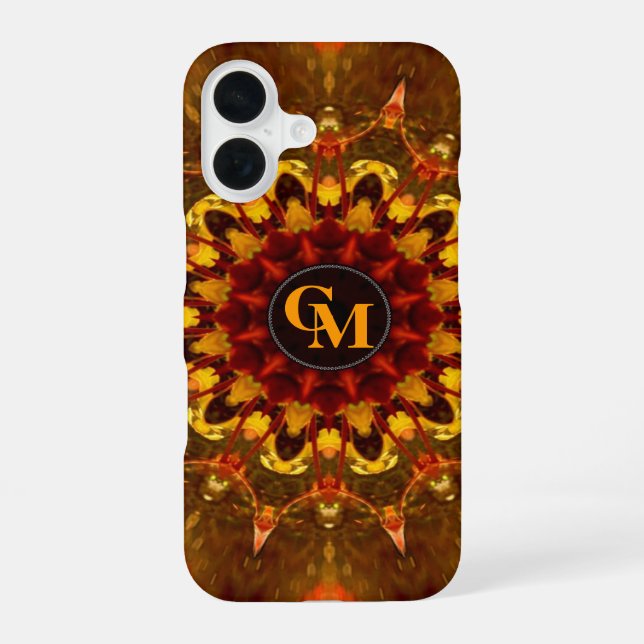 Coque iPhone 16 Monogramme de tournesol Batik (Verso)