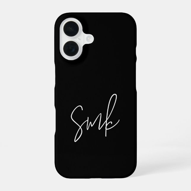 Coque iPhone 16 Monogramme de typographie de script moderne (Verso)