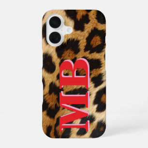 Coque iPhone 16 Monogramme Empreinte de léopard