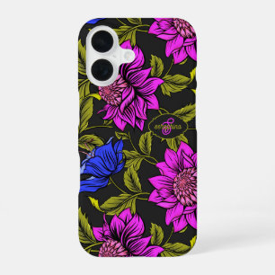 Coque iPhone 16 Monogramme floral élégant moderne