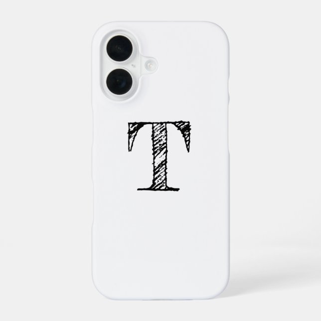 Coque iPhone 16 Monogramme gravé vintage (Verso)