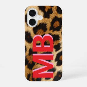 Coque iPhone 16 Monogramme Imprimé Léopard