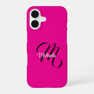 Coque iPhone 16 Monogramme initial minimaliste moderne nom rose ch