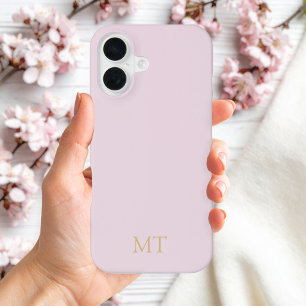Coque iPhone 16 Monogramme Initial Minimaliste Moderne Rose Gold
