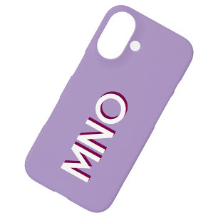 Coque iPhone 16 Monogramme Initial Moderne Lilas Ombre Portée