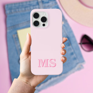Coque iPhone 16 Monogramme initial rose minimaliste moderne