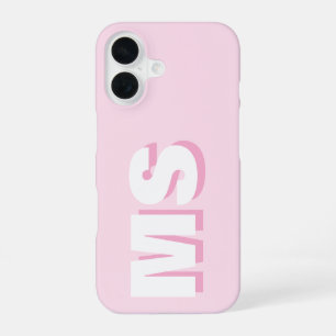 Coque iPhone 16 Monogramme Initial Rose Moderne