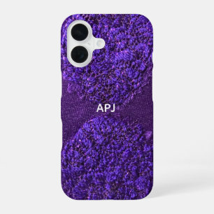 Coque iPhone 16 Monogramme initial violet blanc féminin Abstrait