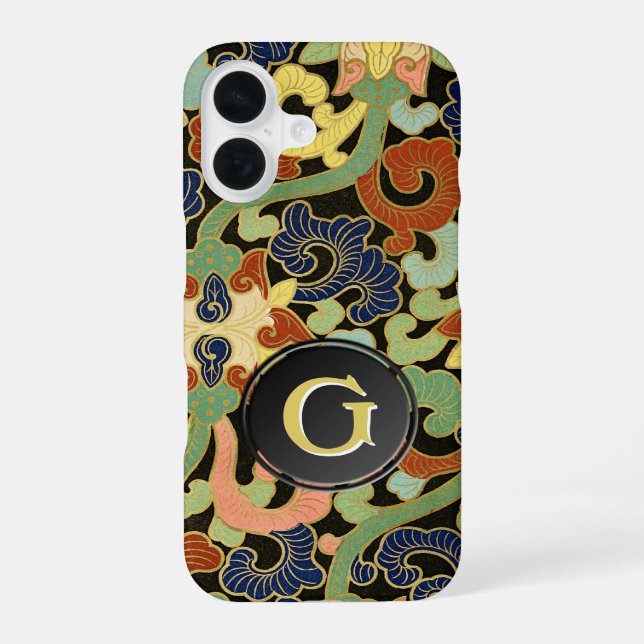 Coque iPhone 16 Monogramme Iris Flowers (Verso)
