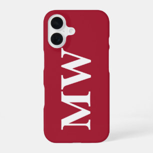 Coque iPhone 16 Monogramme Minimaliste Initiales Modernes Blanc Bo