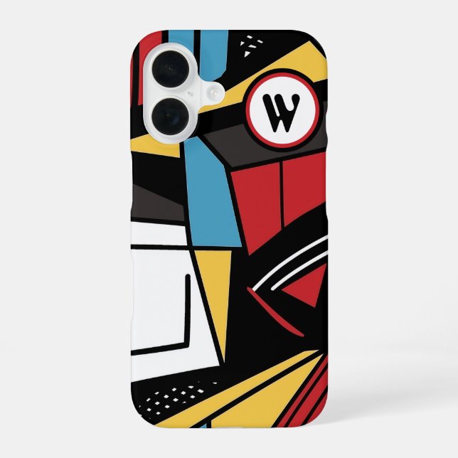 Coque iPhone 16 Monogramme moderne géométrique Abstrait (Verso)