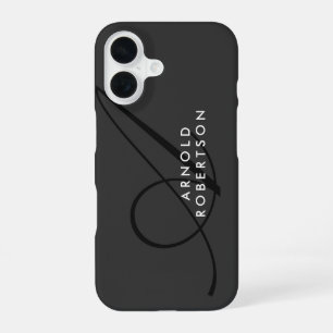 Coque iPhone 16 Monogramme Moderne Uni Gris Tendance
