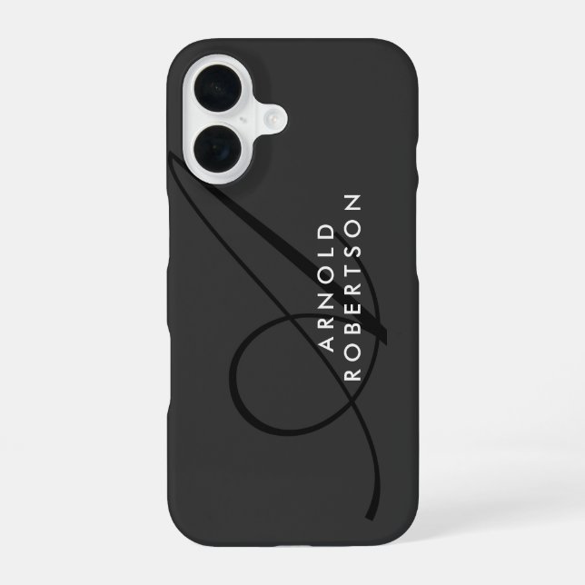 Coque iPhone 16 Monogramme Moderne Uni Gris Tendance (Verso)