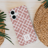 Monogramme Motif en treillis en bambou Rose poussi