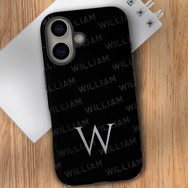 Coque iPhone 16 Monogramme motif Typographie moderne (Créateur téléchargé)