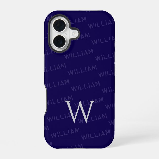 Coque iPhone 16 Monogramme motif typographie simple (Verso)