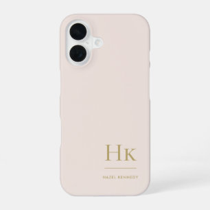 Coque iPhone 16 Monogramme Neutre Moderne Minimaliste Élégant Rose