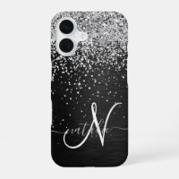 Monogramme Pailleté Argent Noir Personnalisé