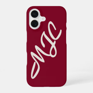 Coque iPhone 16 Monogramme personnalisé Bourgogne