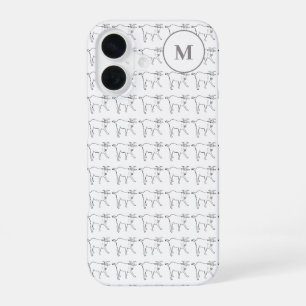 Coque iPhone 16 Monogramme personnalisé Chèvre Art en ligne noir e