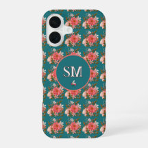 Monogramme personnalisé floral rose boho