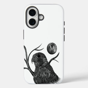Coque iPhone 16 Monogramme pleine lune Faucon