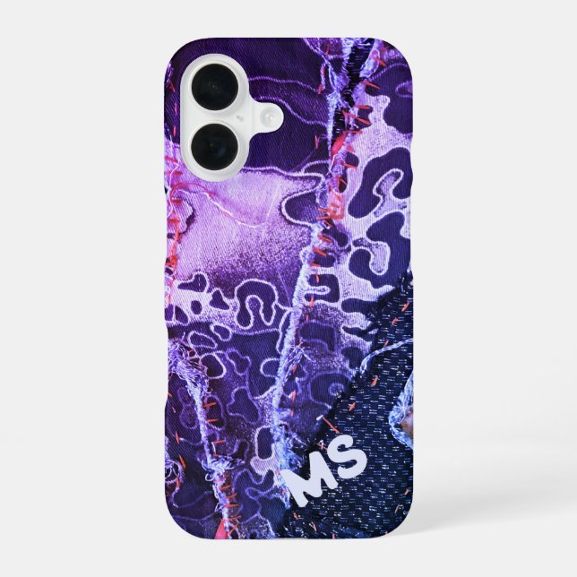 Coque iPhone 16 Monogramme poster de animal léopard rose violet gi (Verso)