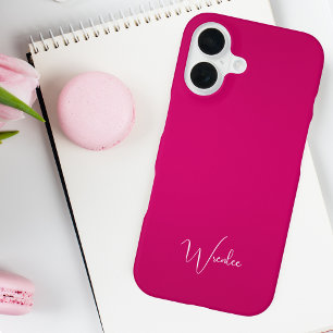 Coque iPhone 16 Monogramme simple rose moderne minimaliste