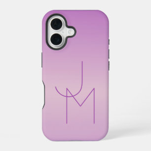 Coque iPhone 16 Monogramme superposé unique Rose lavande doux