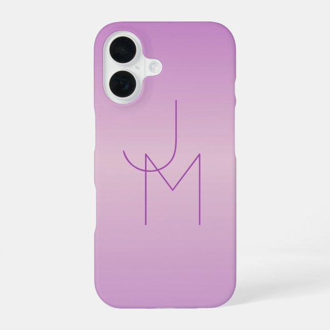 Coque iPhone 16 Monogramme superposé unique | Rose lavande doux (Verso)