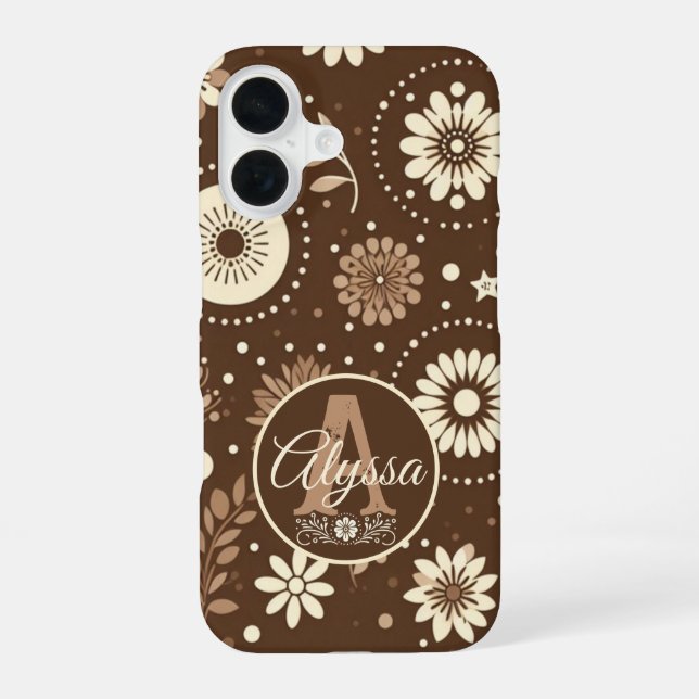 Coque iPhone 16 Monogramme Vintage Harmonie Florale (Verso)