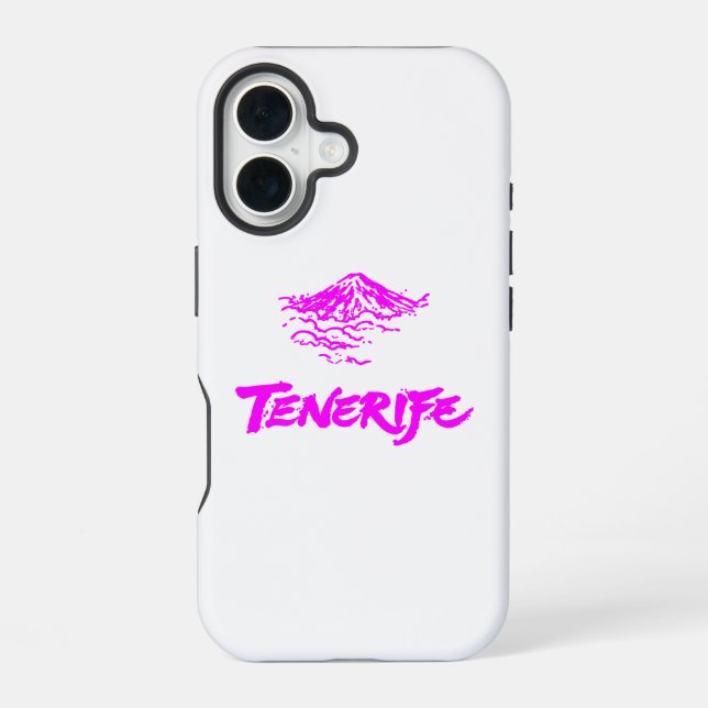Coque iPhone 16 Mont Teide Tenerife Volcan Rose Néon (Verso)