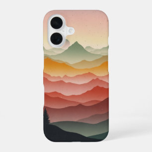 Coque iPhone 16 Montagnes Brumeuses Rétro