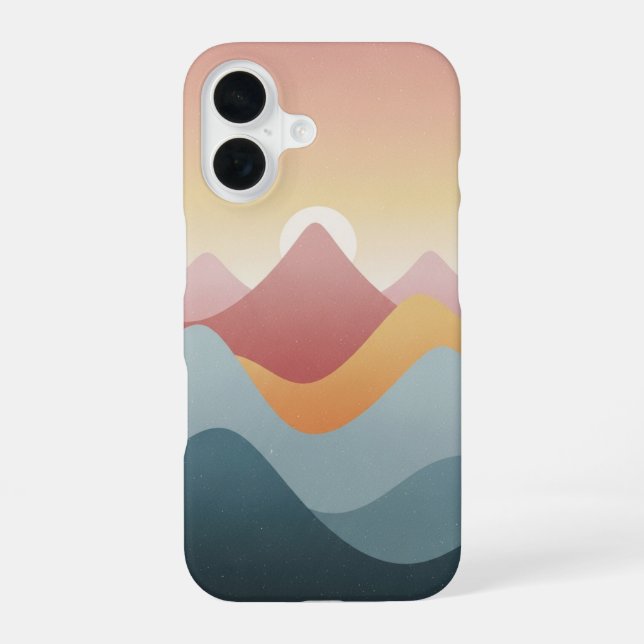 Coque iPhone 16 Montagnes Rétro Zen (Verso)