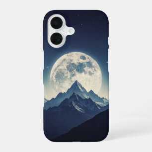 Coque iPhone 16 Montagnes Vintage sous la pleine lune
