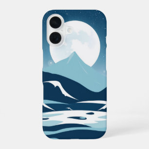 Coque iPhone 16 Monts Lune : Un paysage nocturne serein