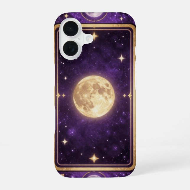 Coque iPhone 16 Moon Tarot Card Gold Celestial Case (Verso)