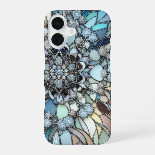 Coque iPhone 16 Mosaïque de verre Art Déco (Verso)