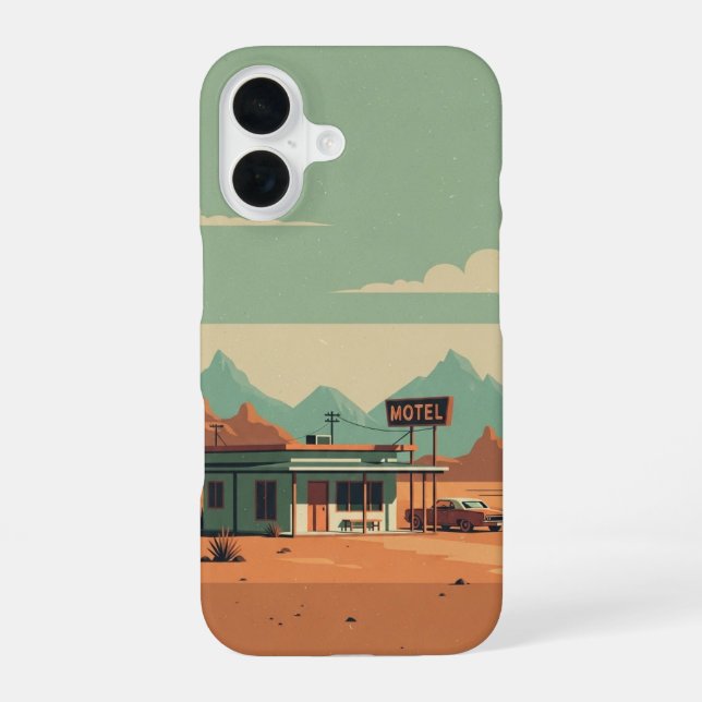 Coque iPhone 16 Motel de la route du désert (Verso)
