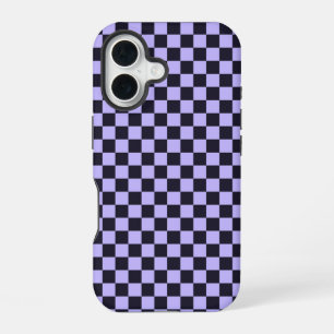 Coque iPhone 16 motif à carreaux lilas français