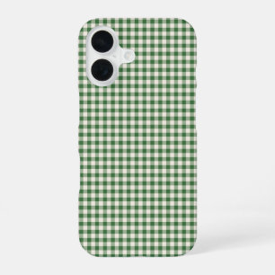 Coque iPhone 16 Motif à carreaux vert gingham rétro mignon