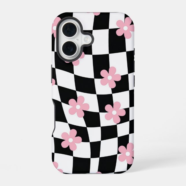 Coque iPhone 16 Motif à fleurs rétro (Verso)