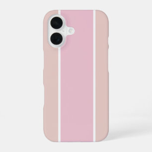 Coque iPhone 16 Motif à rayures verticales rose pâle et beige