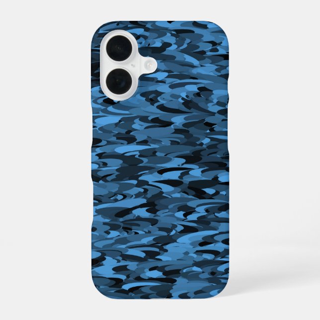 Coque iPhone 16 Motif Abstrait Bleu Noir (Verso)