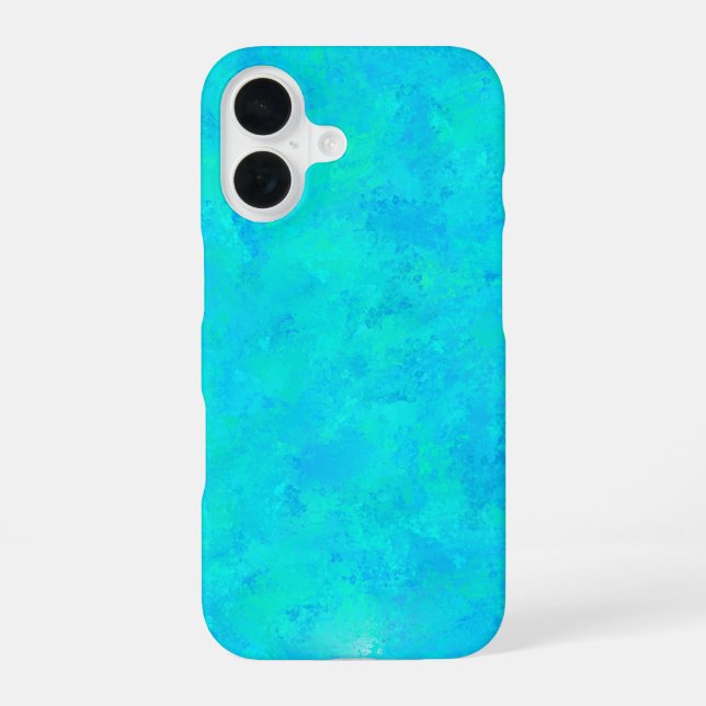 Coque iPhone 16 Motif Abstrait Bleu Turquoise (Verso)