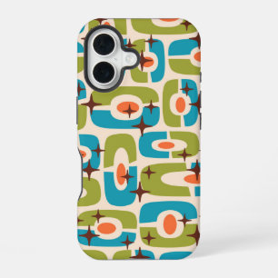 Coque iPhone 16 Motif abstrait cosmique rétro moderne du milieu du