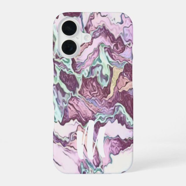 Coque iPhone 16 Motif Abstrait Monogramme (Verso)